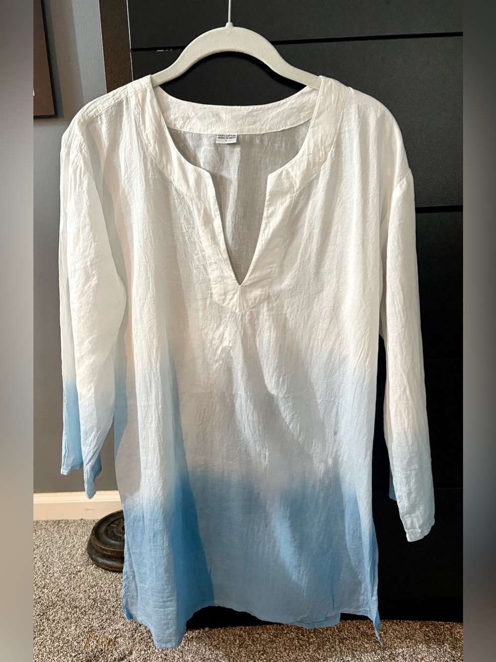 Lightweight White to Blue Ombre Tunic Size L
